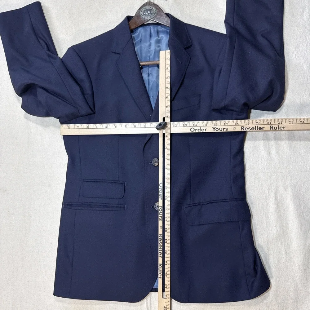Strong Suit Blazer Mens 38S Blue Wool Flexo Sport Coat Jacket